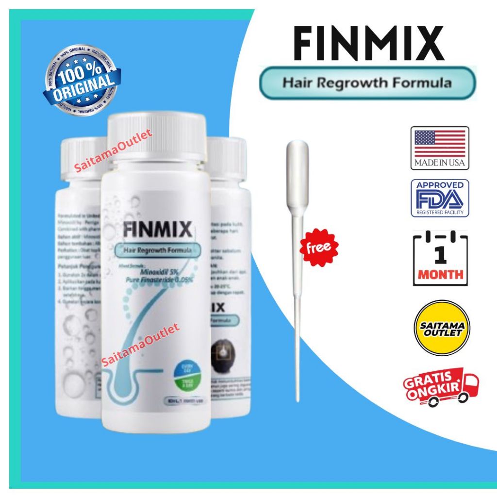 Penumbuh rambut Finmix Minoxidil 5% Pure Finas 0,05% 60Ml Minoxidil ORIGINAL USA 100%