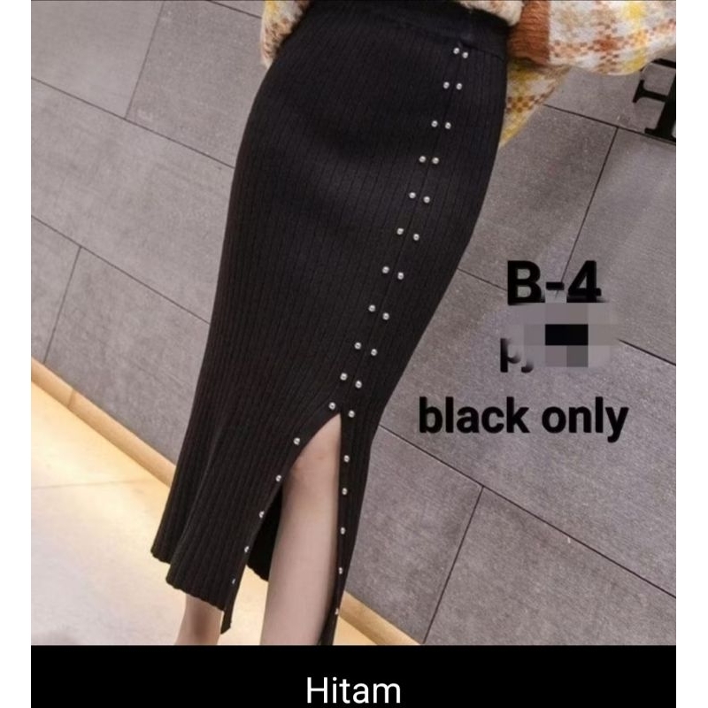 NEW ROK RAJUT SPAN KANCING MUTIARA IMPORT