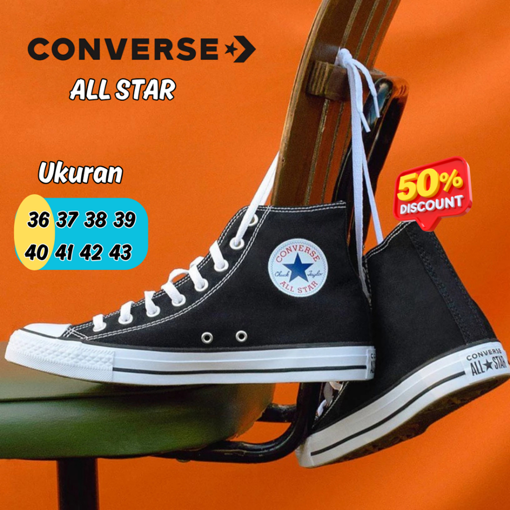 SEPATU CONVERSE TINGGI | SEPATU ALL STAR TINGGI | CONVERSE MURAH BLACK WHITE PRIA WANITA