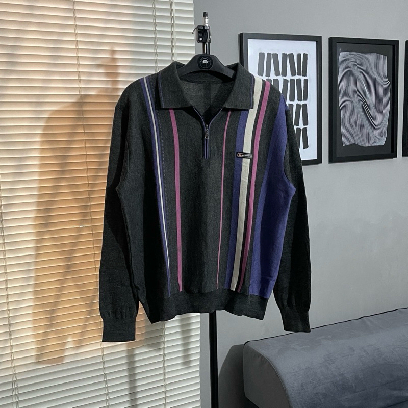Stripe polo knit by miconos - second preloved