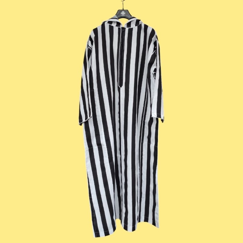 Djellaba.id Gamis Umroh Baju Muslim Jubah Sholat Hoodie Jalabah Kapucong Maroko Pria Hitam Putih