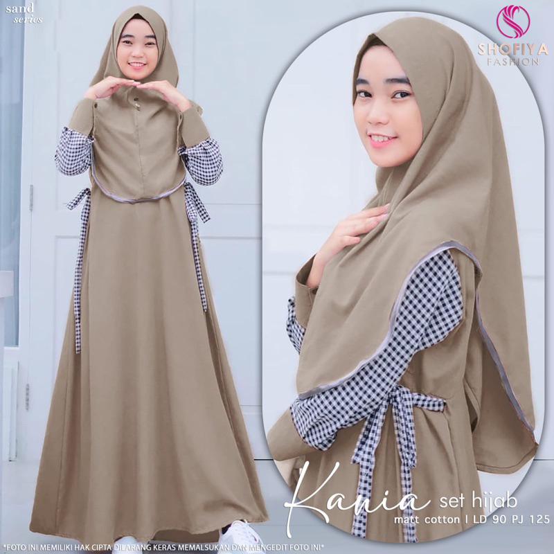 Kania Set Hijab 2in1 Syari Premium Panjang - Gamis Muslim Wanita Dress Dewasa Lebaran Remaja Pesta C