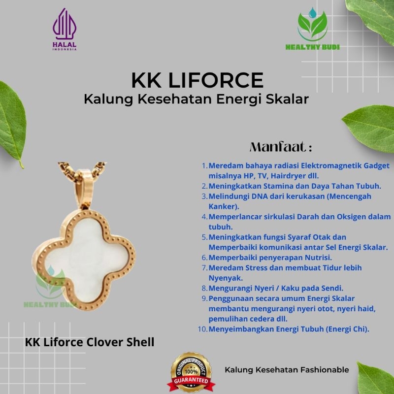 Kalung Kesehatan KK Liforce Rose Gold Clover Shell