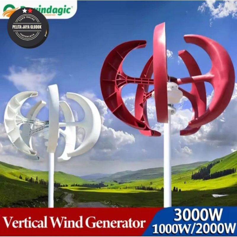 Wind Turbine Generator 1000W - 48V Vertikal