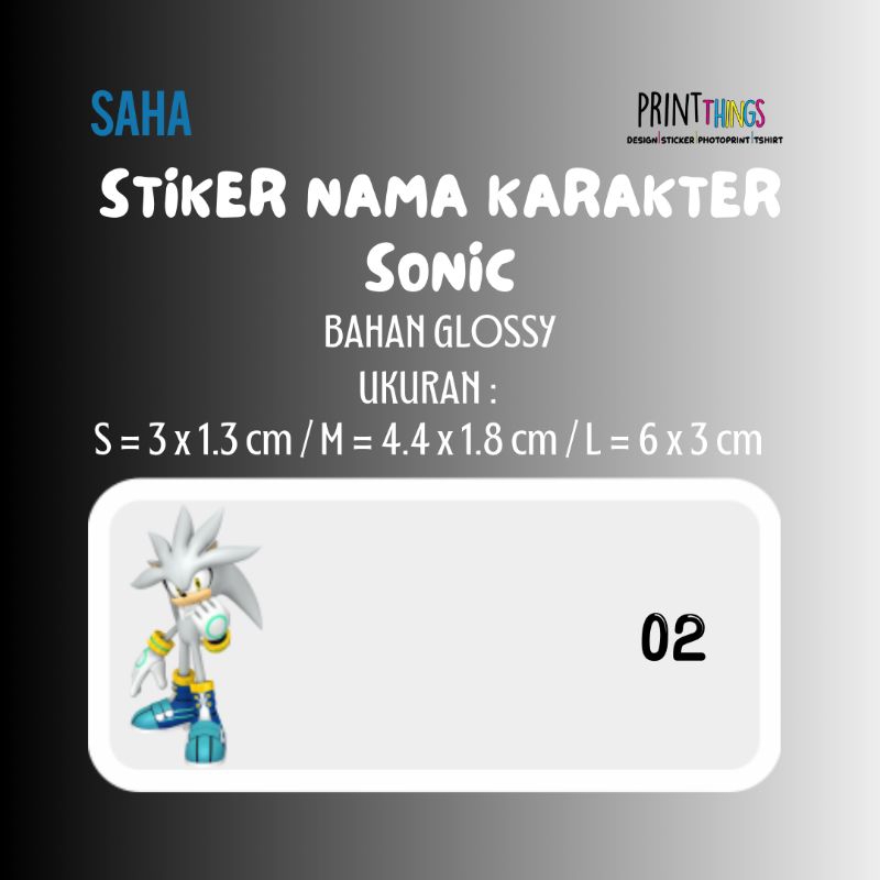 

STIKER NAMA GLOSSY A4 KARAKTER SONIC PART 1