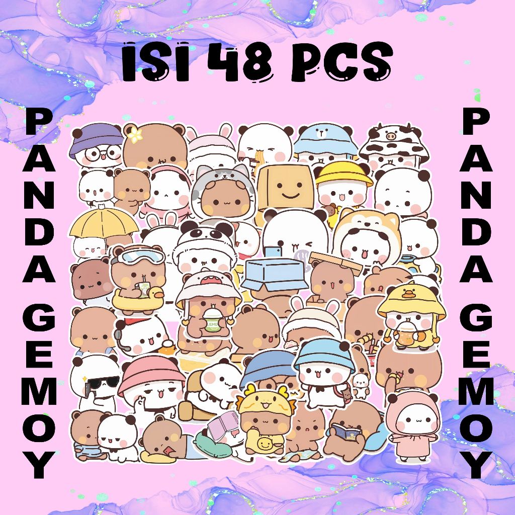 

STIKER PANDA GEMOY 48 PCS | VINYL WATERPROOF | POTONGAN DIE-CUT PRESISI | STIKER LUCU UNTUK DEKORASI CASE HP, MOTOR, DAN LAINNYA!