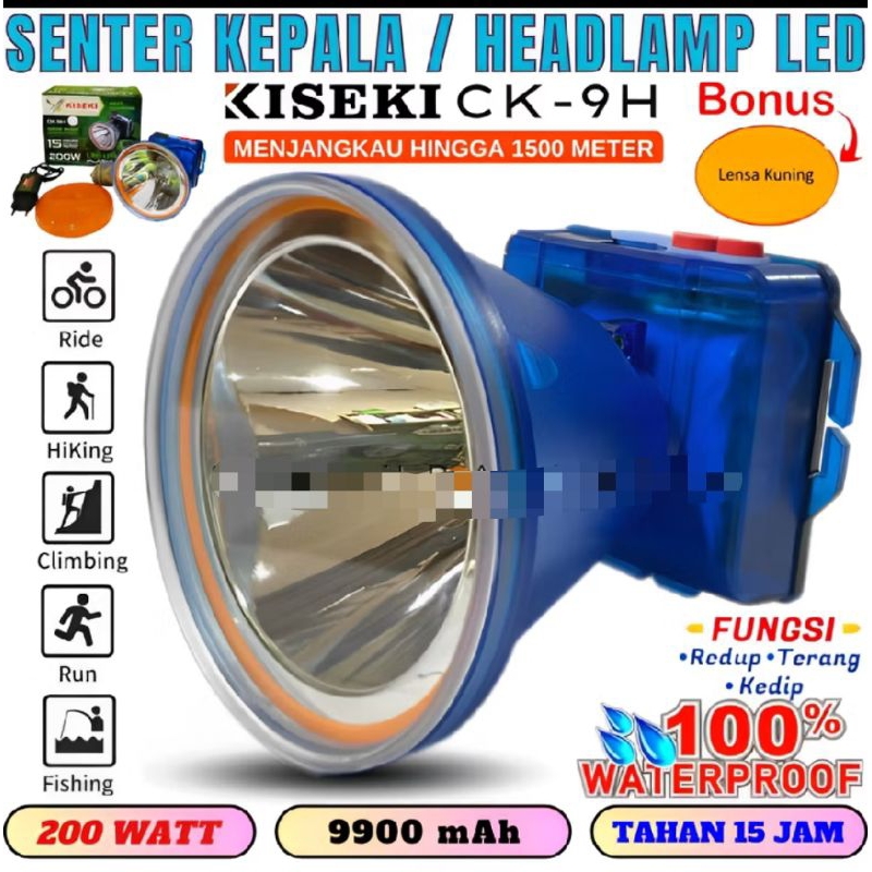 kiseki ck-9h senter kepala jumbo 200watt cahaya putih