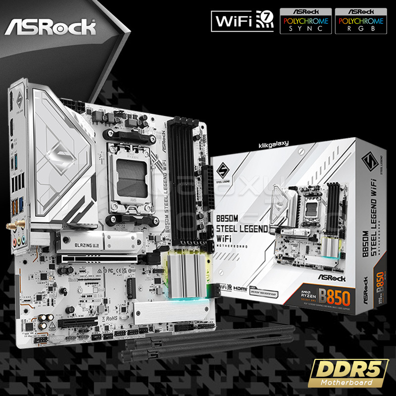 ASRock B850M STEEL LEGEND WIFI Motherboard Micro-ATX AMD AM5 DDR5