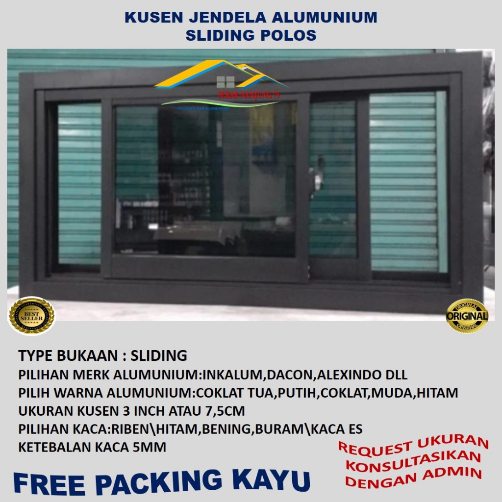 JENDELA SLIDING ALUMINIUM UK 50X100CM