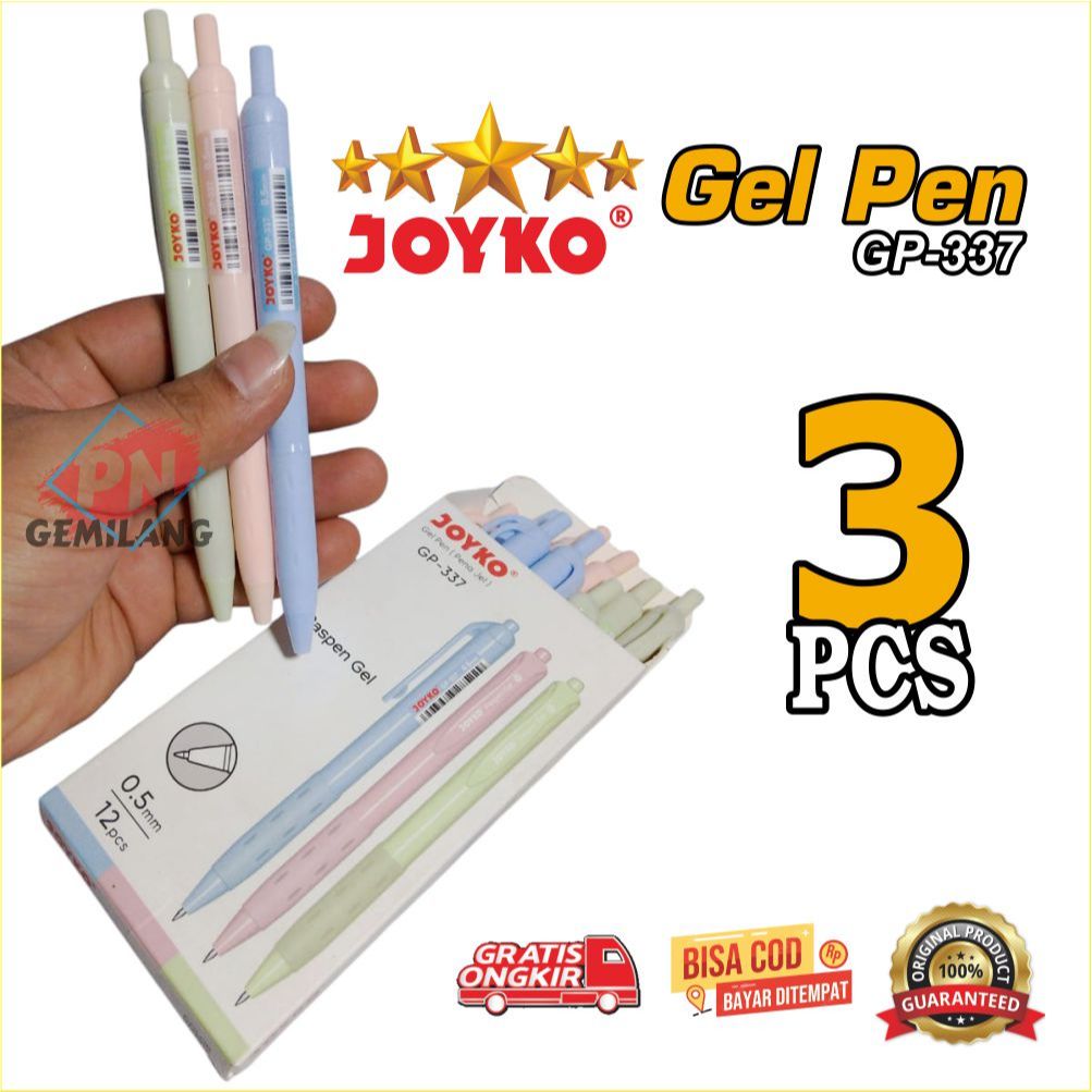 

BOLPOIN PULPEN JOYKO Gel Pen PASPEN 0.5mm GP 337 Harga 3 PCS POLPEN