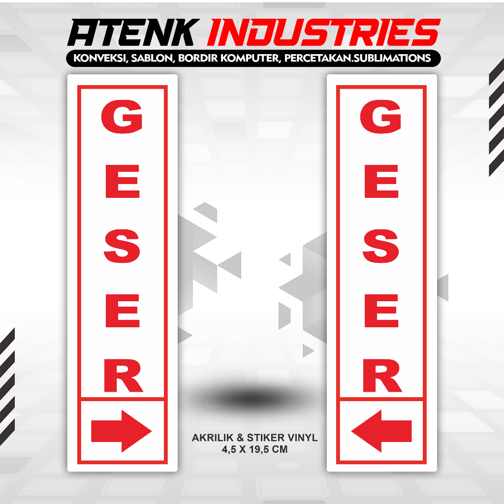 

Akrilik Stiker Vinyl sign plat tulisan Geser / tanda untuk membuka pintu - Harga Sepasang