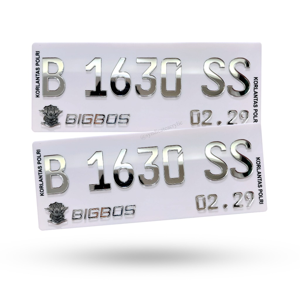 Plat Nomor Akrilik Timbul Chrome Sepeda Motor Baut Tanam Logo korlantas Timbul Crome