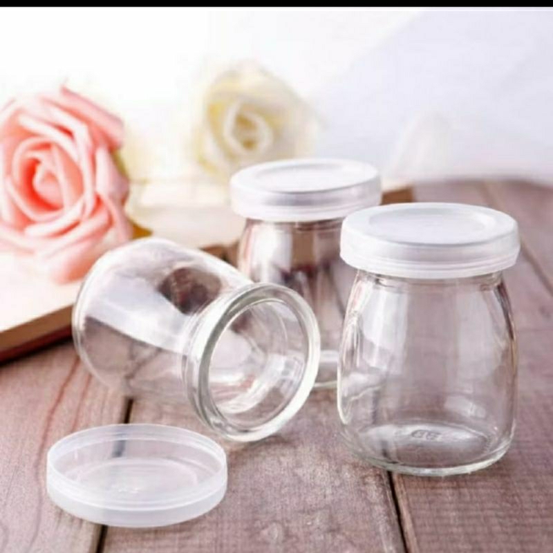 Botol Kaca Beling Tutup Putih Bumbu Saos Sampel Jar Kecil Selai Puding 100ML Toples Sampel Makanan K