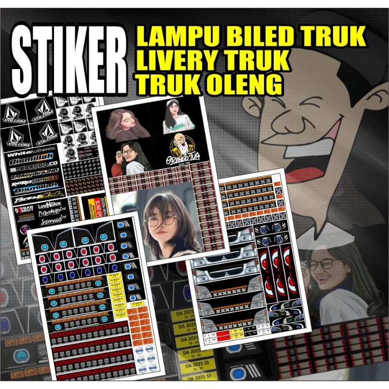 stiker lampu biled truk, stiker livery truk, stiker truk oleng