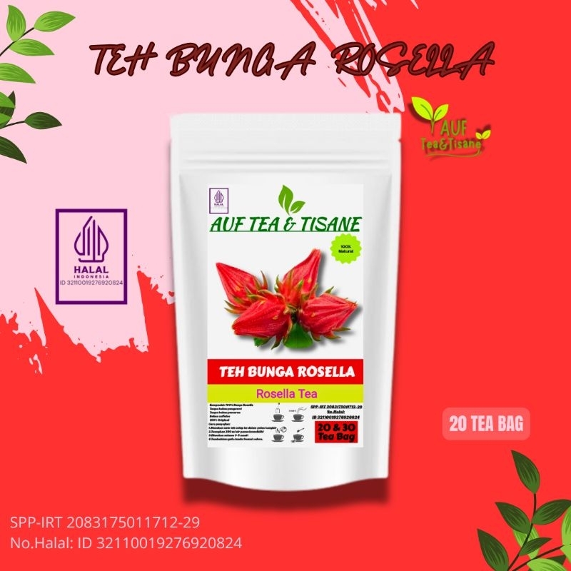 

AUFTEA&TISANE Teh Bunga Rosella | Rosella Tea | Teh Bunga Rosella Merah,Isi 20 Tea Bag(Teh Celup)