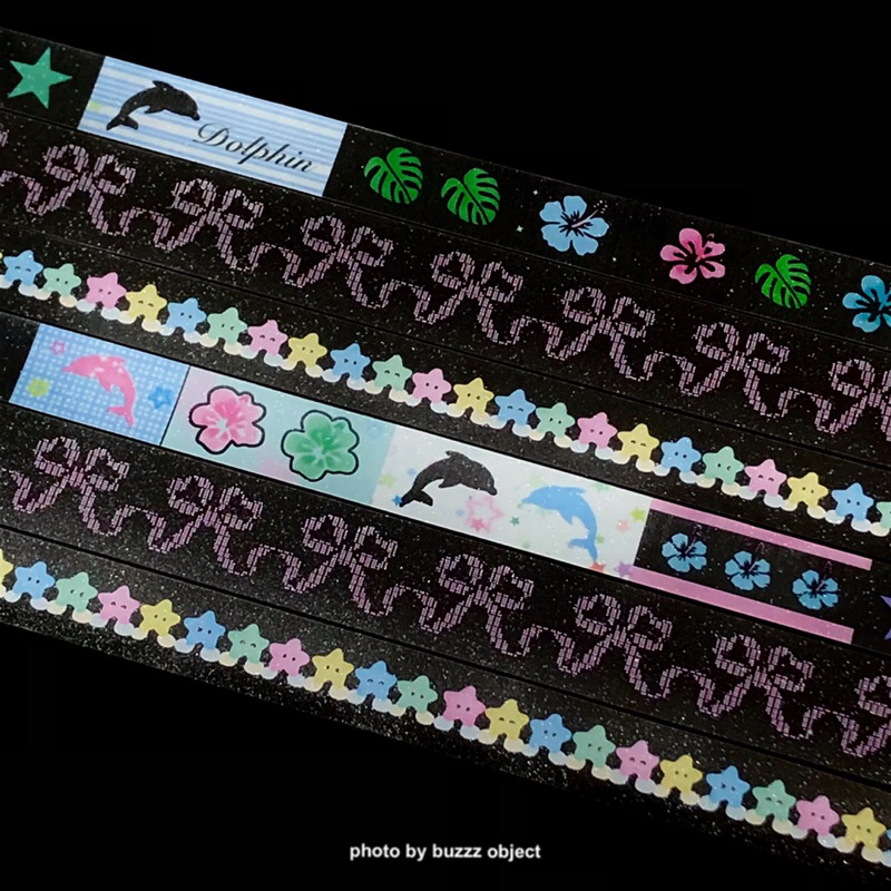 

[35cm] Dolphin Stars Ribbon Glitter Sticker Tape Japanese Korean Style | Cute Deco Stiker Jepang Korea Journaling Scrapbook Washi Tape Buzzz Object