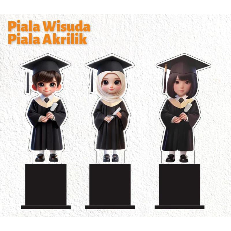 Piala Wisuda Toga Hitam Akrilik Custom