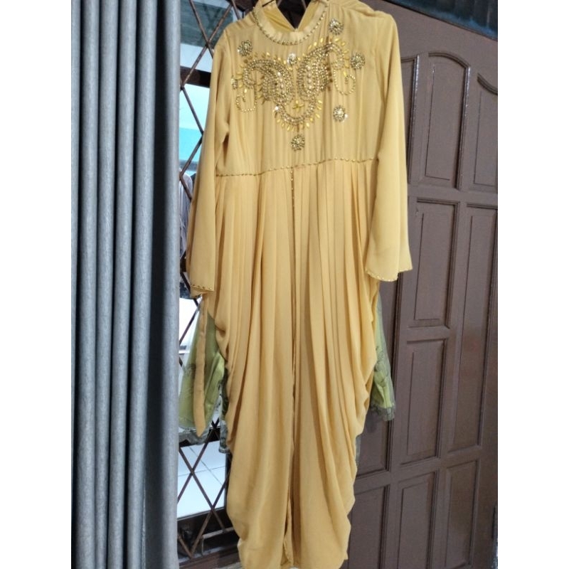 Preloved Kaftan | Maxi Dress | Gaun Kuning Pesta/Kondangan