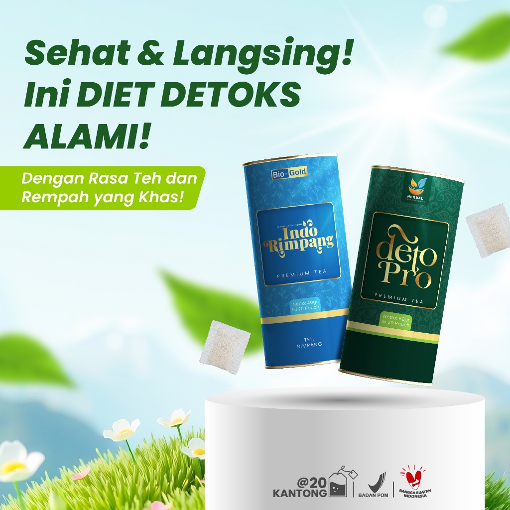 

PAKET Teh Diet Herbal Deto Pro X Indo Rimpang untuk Detox, Menurunkan Berat Badan & Melangsingkan