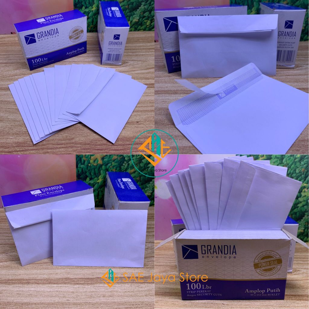 

(100 LEMBAR) SAE - AMPLOP PUTIH POLOS 104 PPS UKURAN 95X152 MM ISI 100 PCS MEREK GRANDIA ENVELOPE