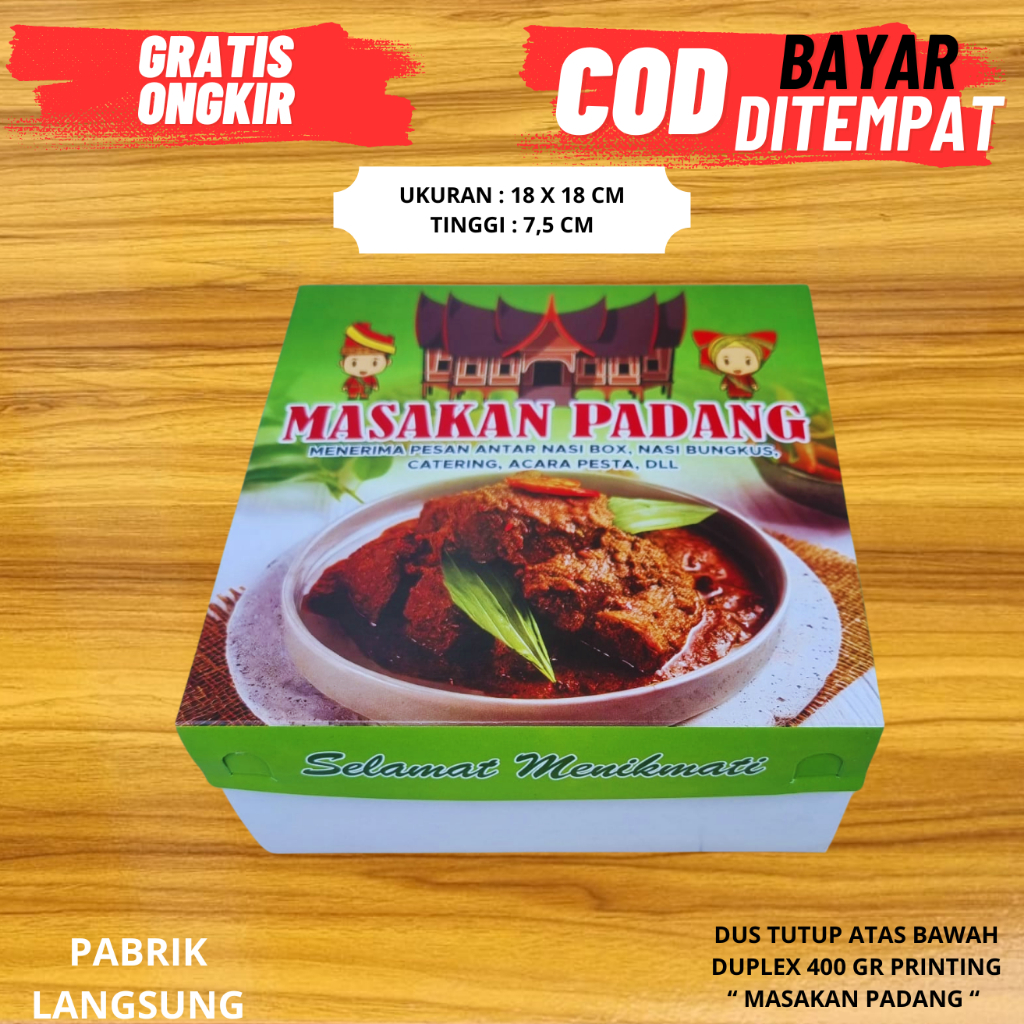 LAWRENCE ( MIN 50 PCS ) BOX NASI 18 x 18 x 7,5 CM / KOTAK NASI / DUS MAKAN / LUNCH BOX / BOX MAKAN /