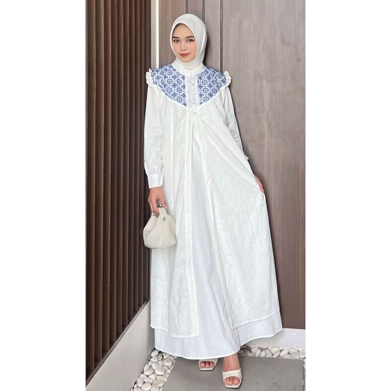 Qiyara Set Dress Bordir | Athayaa Daily Pakaian Setelan Gamis Original