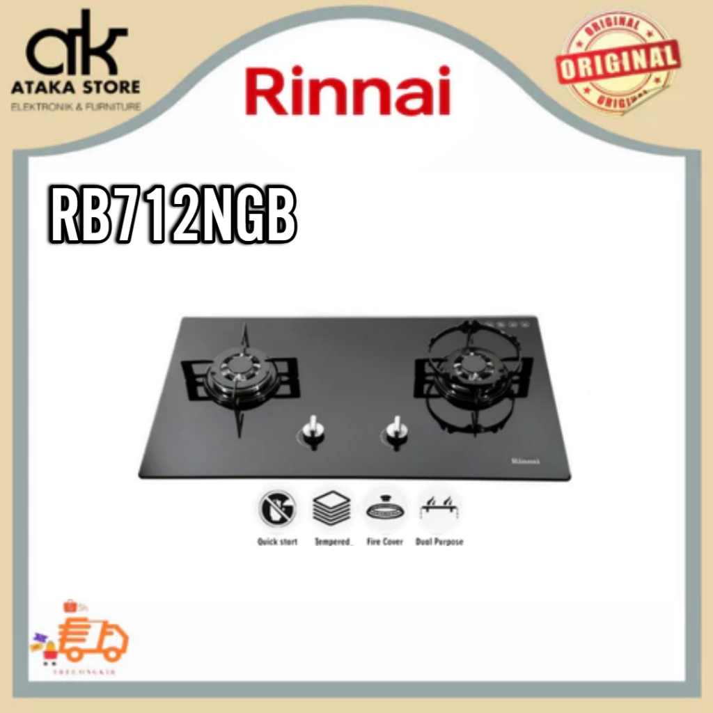 Kompor Tanam Rinnai 2 Tungku Rinnai RB712NGB Kompor Dua Tungku Tanam