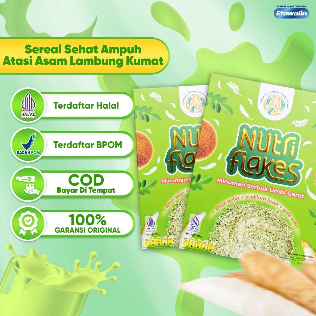 

Nutriflakes 2 Box Susu Sereal Umbi Garut Suplemen Pencernaan Lambung Sehat Program Diet Original