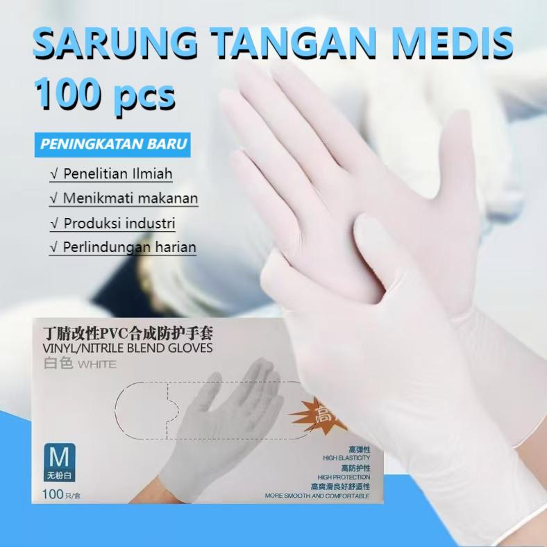 Sarung Tangan Nitril 100% Medis 100pcs handscoon medis/Nitrile Nitril Safe Glove/Sarung Tangan Penga