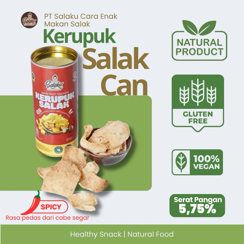 

Kerupuk Salak SALAKU | Varian Spicy | Kemasan Can