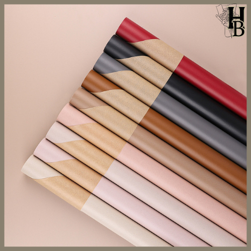 

20 LEMBAR Bicolor Buff Newspaper Cellophane Koran Kertas Buket Bunga Wrapping Paper Waterproff KB65