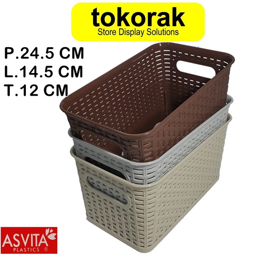 KERANJANG MANHATTAN BK 282 ASVITA STORAGE BASKET KERANJANG PLASTIK SEGI