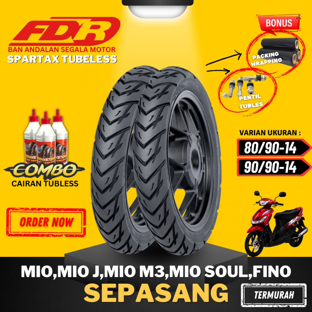 [PAKET SEPASANG MURAH] BAN FDR SPARTAX TUBELESS RING 14 ( 80/90-14 & 90/90-14 ) / BAN FDR TUBELESS R