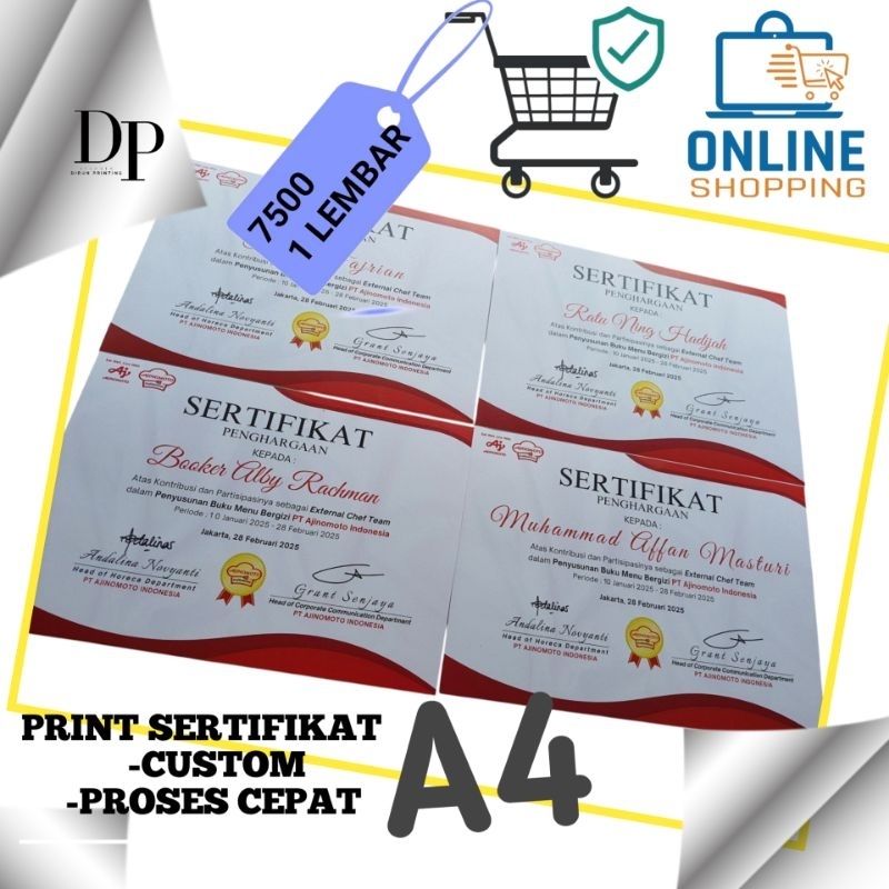 

cetak sertifik4t ukuran A4 kertas menggunakan concord