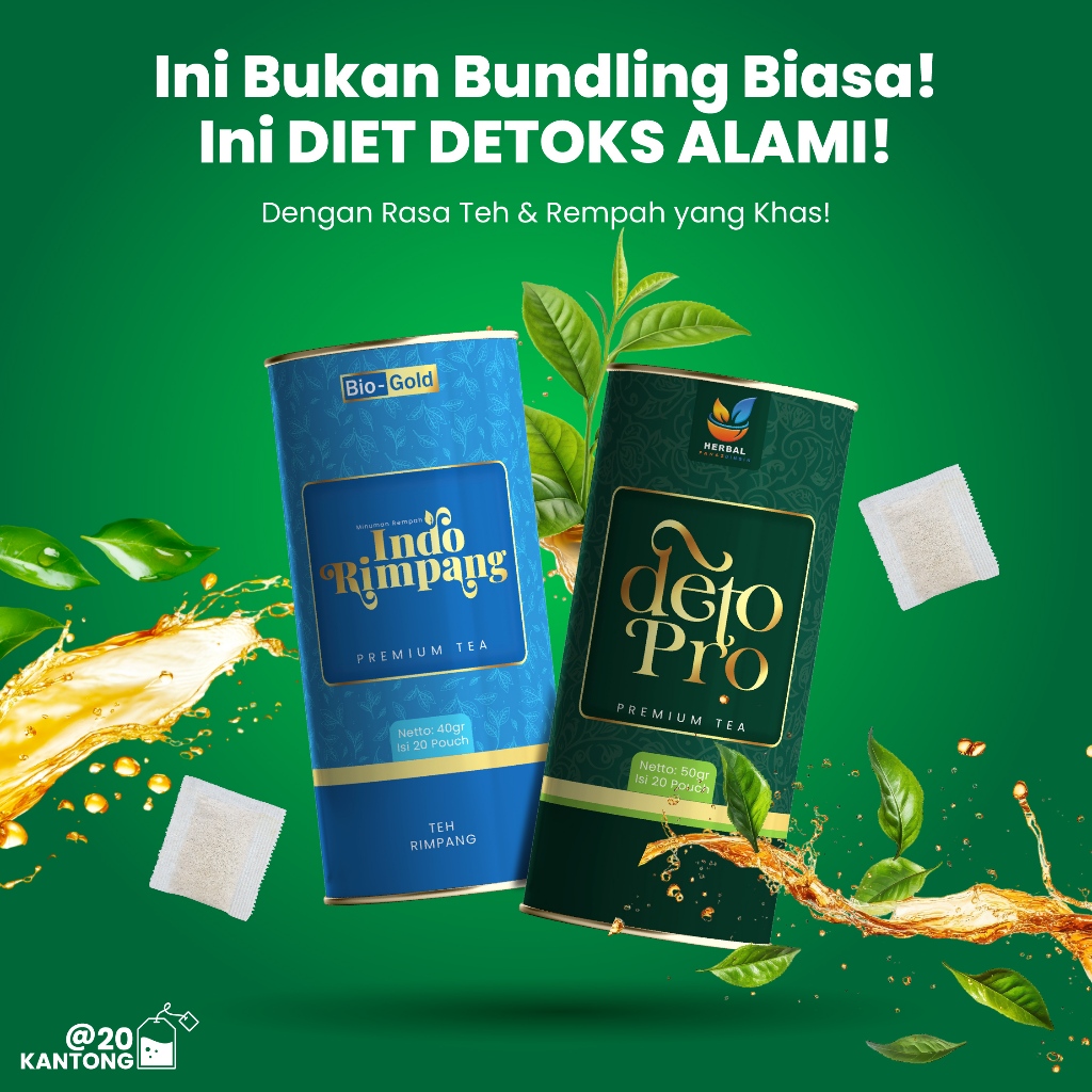 

Paket Bundling Teh Indo Rimpang X Deto Pro Bantu Detoks Tubuh, Turunkan BB Secara Alami Halal BPOM