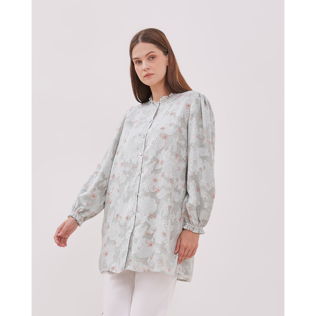 VALINO LADIES Tunik Hijau Motif Bunga Wanita - D-DCGG11-T5