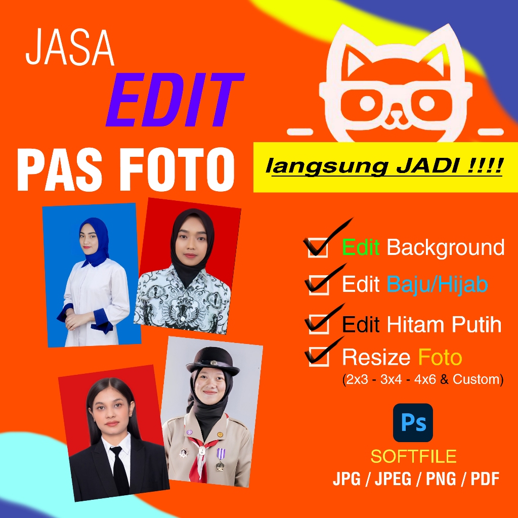 LANGSUNG JADI Edit Pas Foto / edit foto jas / edit background / edit foto full body/ edit ganti waja
