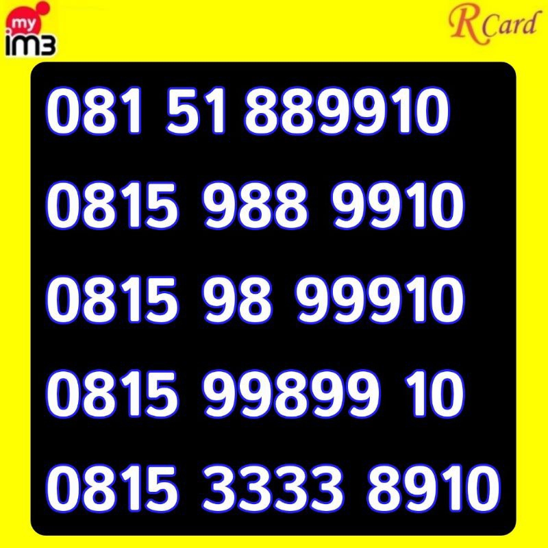 Perdana Nomor Cantik Indosat Im3 11 12 Digit Urut Naik 8899 3333 8910 88910 889910 99899 10 899910 9