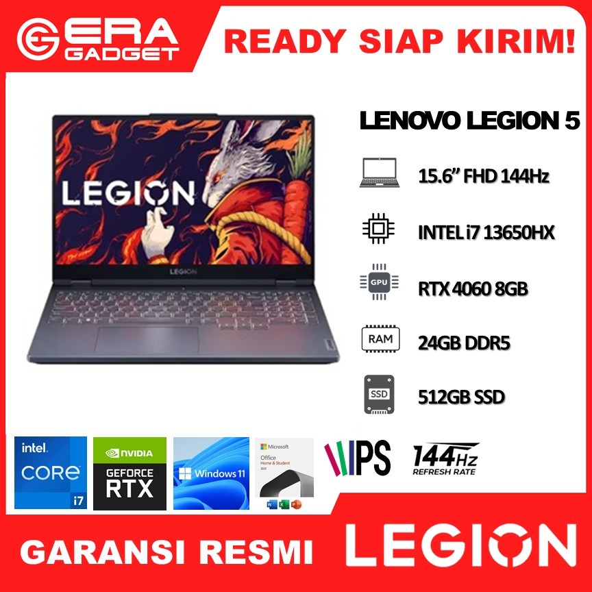 Lenovo Legion 5 15 i7-13650HX RTX4060 24GB 512GB W11 OHS 15.6" FHD 144Hz 100SRGB