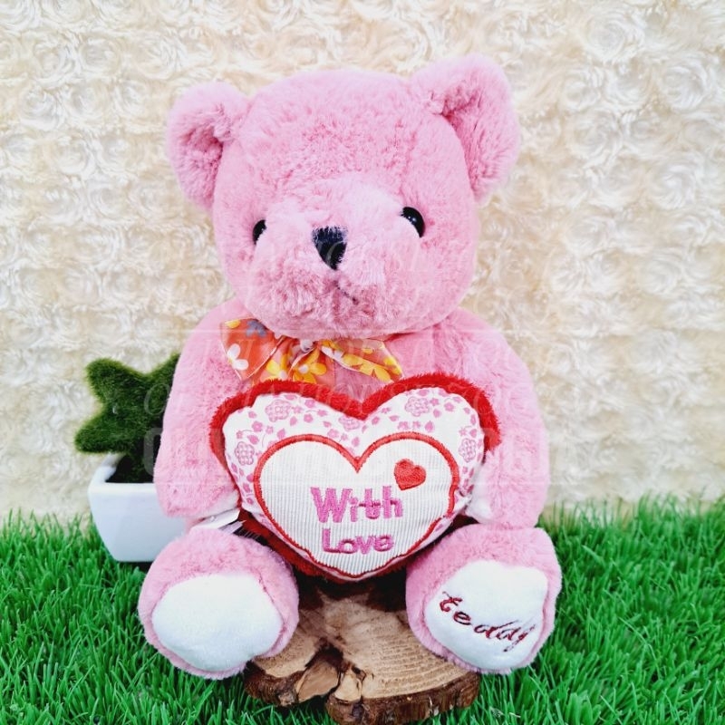Boneka Bear Mini Pink Boneka Beruang Pita Bunga Bunga Boneka Beruang Love Tapak Kaki Teddy