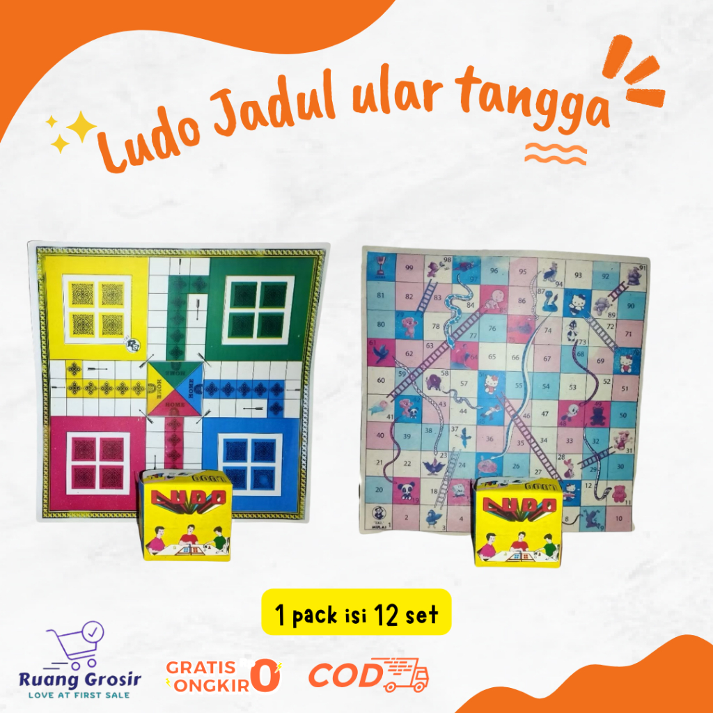 Ludo Ular Tangga 12 Set Mainan Jadul