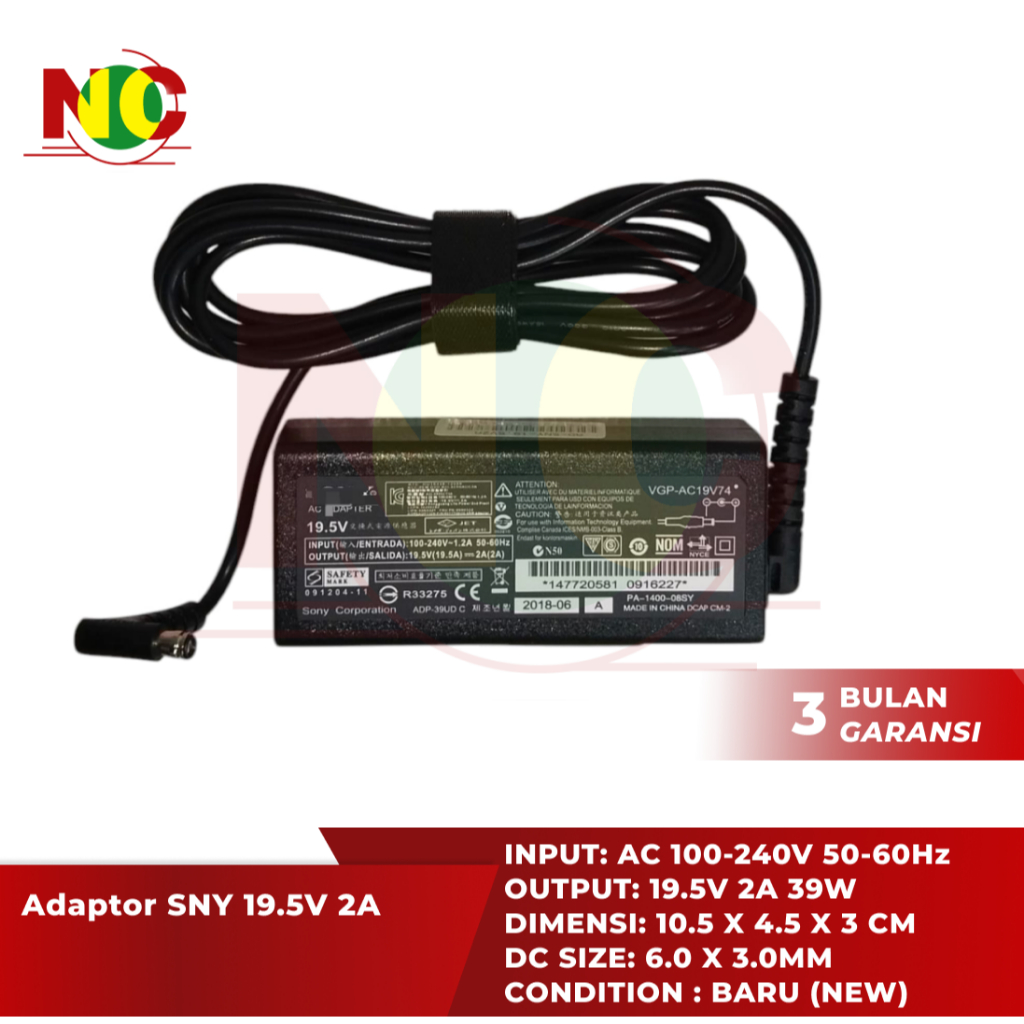 Adaptor Charger SNY 19.5V 2A (6.0*3.0)