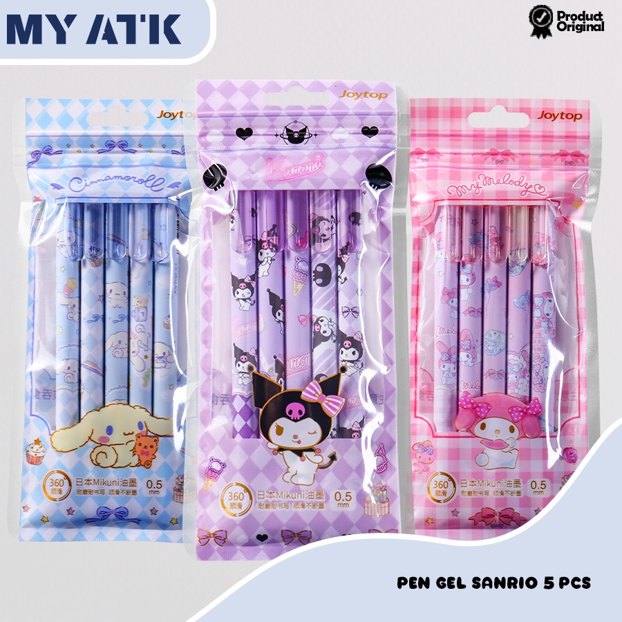 

5 PCS Pulpen Hitam 0.5mm Karakter Sanrio Lucu / Bolpen Karakter Lucu Kuromi Melody Pochacco Stationery