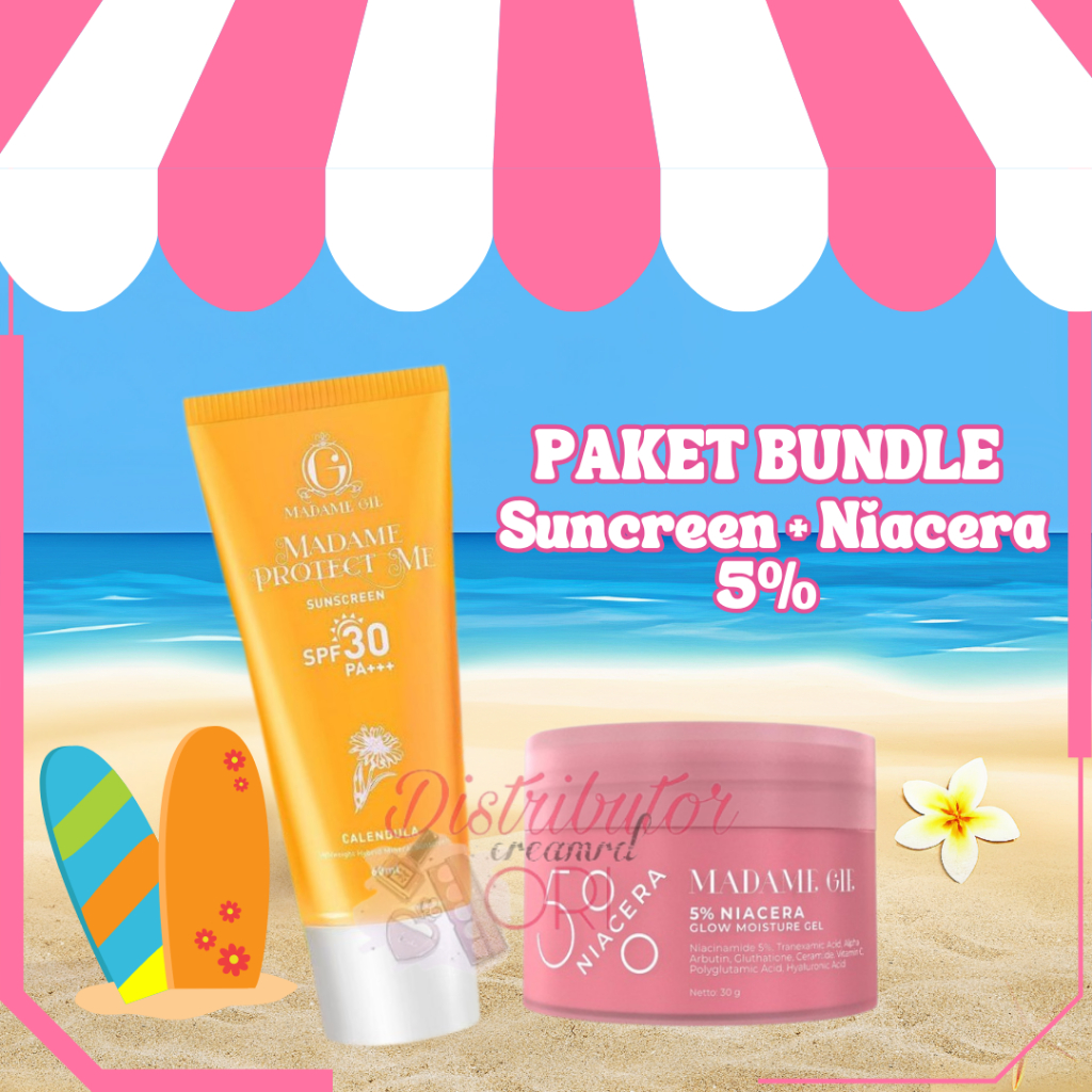 PAKET BUNDLE MG SUNSCREEN KUNING  SPF 30PA+++ + MG 5% NIACERA GLOW MOIST GEL 30GR