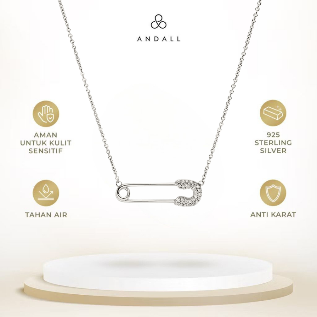 ANDALL - Della Safety Pin Necklace [925 Sterling Silver with 18K Gold Aksesoris Wanita] (Kalung Emas