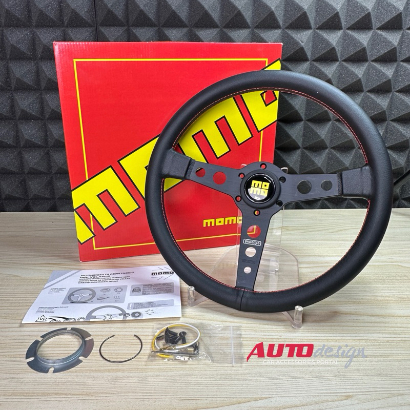 Stir Racing Mobil MOMO Prototipo Steering Wheel 14 Inch 350mm Kulit Premium