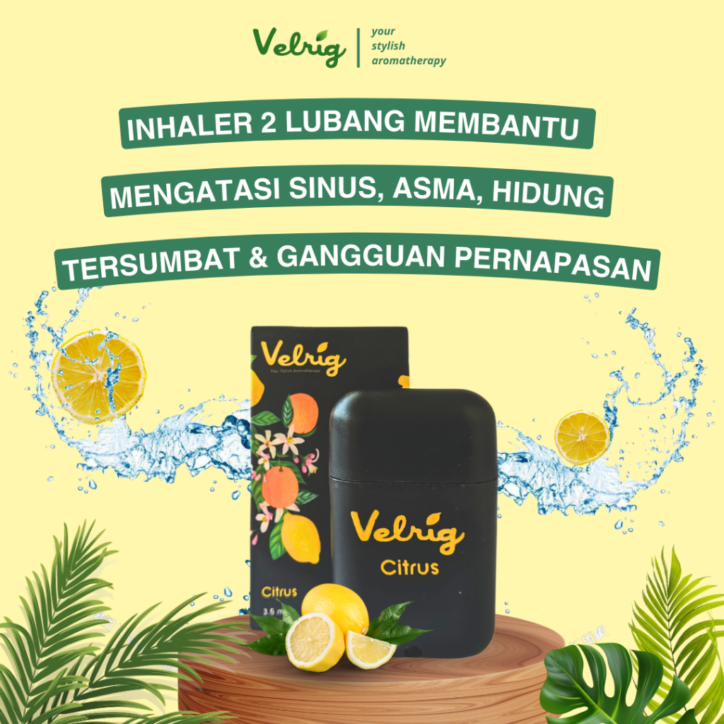 Inhaler 2 Lubang Aromatherapy Citrus untuk Sinus, Asma, Flu, Hidung Tersumbat & Gangguan Pernapasan
