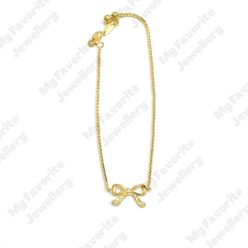 Gelang Serut Pita Kembang Warna Emas Asli Kadar 700