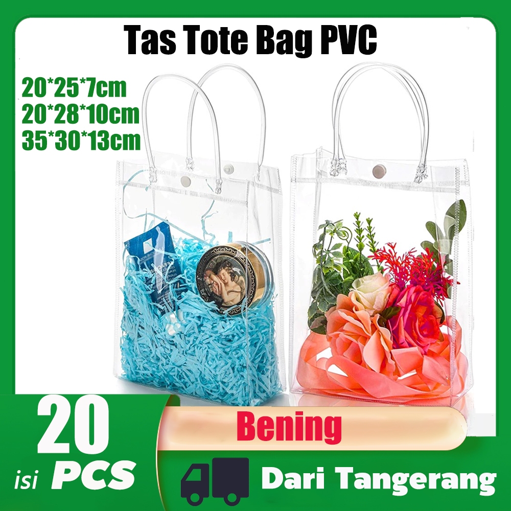

Tas Goodie Bag Souvenir P20xL7xT25 Mika Transparan Tote bag 20PCS