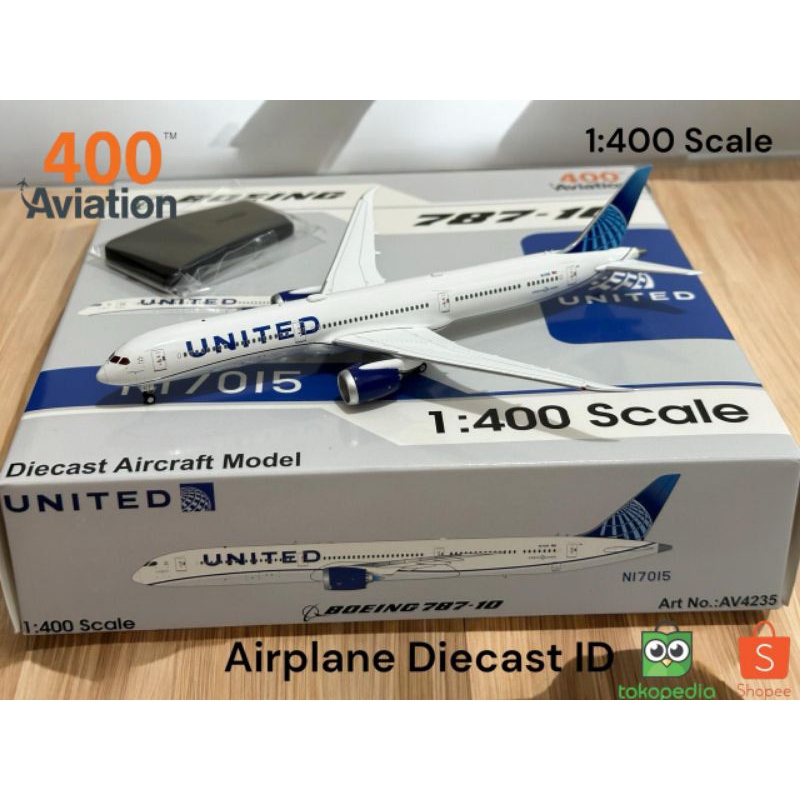 1/400 United Airlines Boeing B787-10 N17015 Aviation 1:400 Scale Magnetic Landing Gear FREE STAND